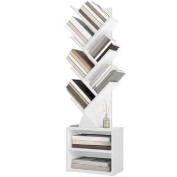 Songmics Knjižna polica v obliki drevesa 20.3x38x123.2 cm bela