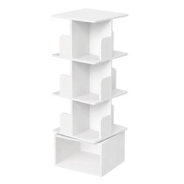 Songmics Vrteča se knjigarna 4 nivoji 40x40x124.6 cm bela