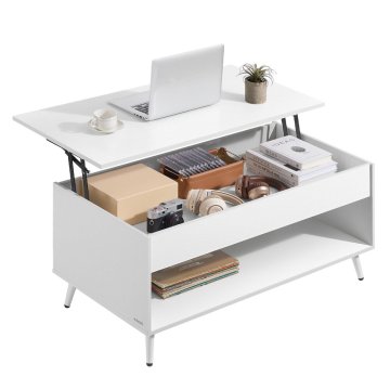 Songmics Kavni stolik z nastavljivo višino 50x100x45/58.5 cm, bel