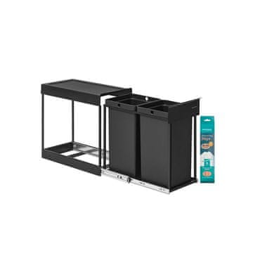 Songmics Kuhinjski zabojnik za odpadke 48.6x25.4x44 cm črn izvlečni