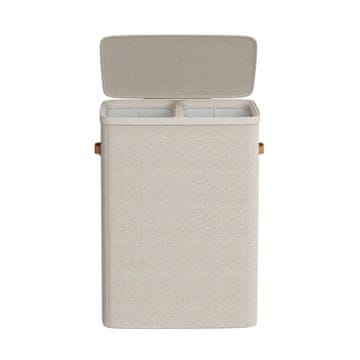 Songmics Košara za perilo 2 predelka 56x40x75 cm siva