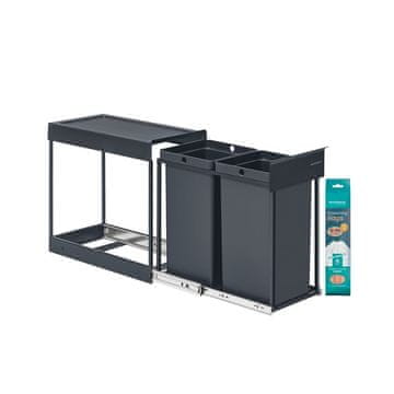 Songmics Kuhinjski zabojnik za odpadke 48.6x25.4x44 cm siva 2 predelka