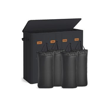 Songmics Košara za perilo s 3 predelki 84x33x75 cm črna