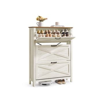 Songmics Omara za čevlje, 3 predali, 24x87x123.6 cm, bela