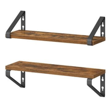Songmics Komplet 2 stenskih polic 12.7x40x11.2 cm rjave barve