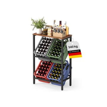 Songmics Stojalo za zaboje pijač 40x70.4x117.3 cm rjavo
