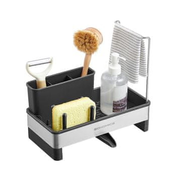 Songmics Organizator za pomivalno korito 12.7x24.7x23 cm Črn