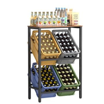 Songmics Stojalo za zaboje za pijačo 2 nivoja 40x70.4x117.3 cm rjavo
