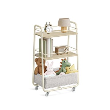 Songmics Voziček za postrežbo 3 nivoji 43x30x81 cm bež