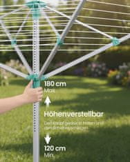 Songmics Vrteča se sušilnica za perilo 139.4x139.4x120-180 cm srebrna