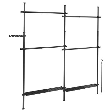 Songmics Oblekalni regal 3-nadstropni nastavljiv odprt garderobni omar 33.5x162x220 cm črn