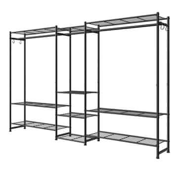 Songmics Odpiralna garderobna omara za oblačila 30x206.4x157.1 cm črna