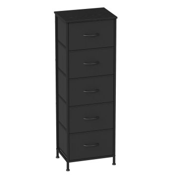 Songmics Predalnik 4 tkaninski predali 30x39.6x116.7 cm črn