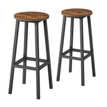 Songmics Set barskih stolov 2 kosa 32x65 cm rjave barve