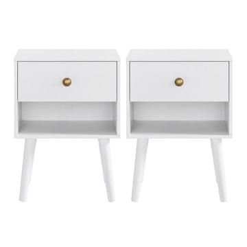 Songmics Set nočnih omaric 2 kosa 28x39x55 cm bela