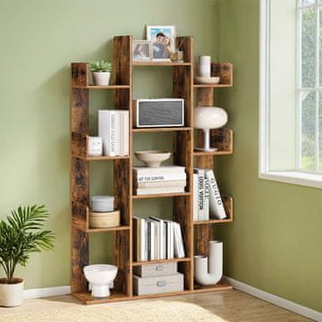 Songmics Knjigarna v obliki drevesa 86x25x140 cm rjava
