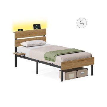 Songmics Posteljni okvir 140x200 cm rjave barve