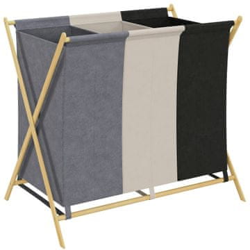 Homestar Košara za perilo 3 predelki 75x48x67 cm večbarvna