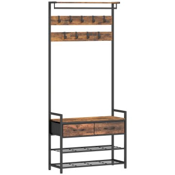 Homestar Obešalnik s kljukami in klop za čevlje 80x30x181,5 cm rjav