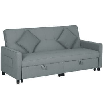 Homestar Sofa postelja nastavljiva 3-sedežna z izvlečno posteljo 196x90x89 cm siva