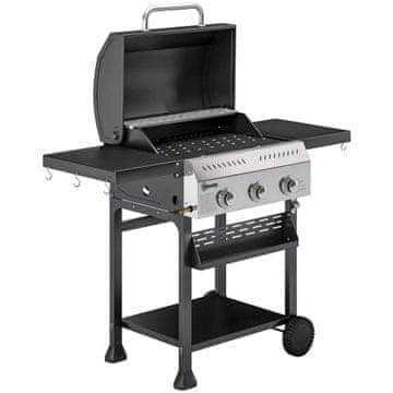 Homestar Plinski žar 3 gorilniki BBQ voziček 123x57x102 cm črn