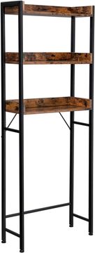 Songmics Polička za stranišče 63x25x165 cm rjava črna