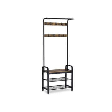 Songmics Stojalo za plašče z klopjo 72x183x33.7 cm rjavo