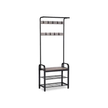 Songmics Stojalo za plašče z klopjo 72x33.7x183 cm, barva greige