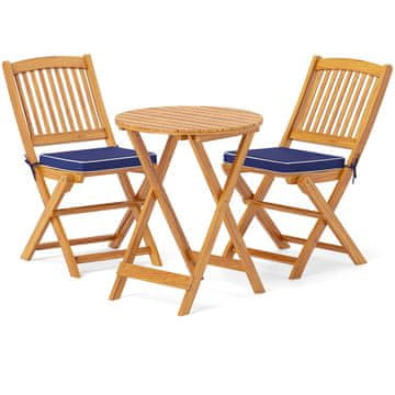 Costway Zložljiv bistro set za teraso 3 kosi mornarsko modra