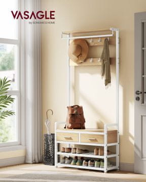 Songmics Stojalo za plašče vhodni regal 30x80.5x181.5 cm belo