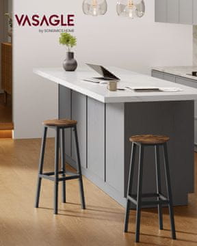 Songmics Set 2 barskih stolov 32x74 cm rjave barve