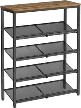 Songmics Stojalo za čevlje, 5-nadstropno, 75x28x93 cm, črno-rjavo