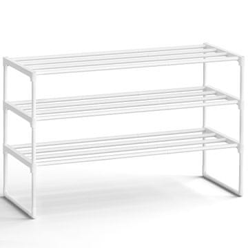 Songmics Obutevna polica 3 nivoji 92x30x55 cm bela