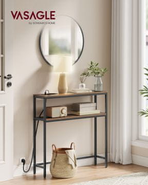 Songmics Konsolna miza 20x80x80 cm rjava