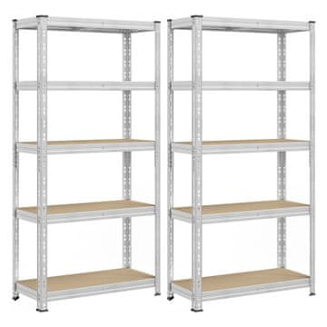 Songmics Komplet 2 shranjevalnih polic 40x90x180 cm srebrne barve