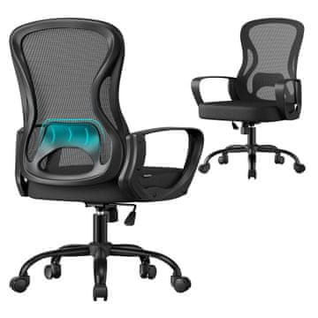 Songmics Pisarniški stol 63.5x58.5x94.5-104.5 cm Črn