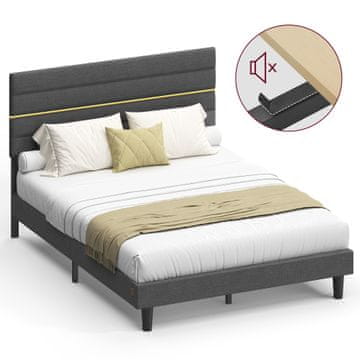 Songmics Posteljni okvir 201x140.5x110.5-116.5 cm Siva