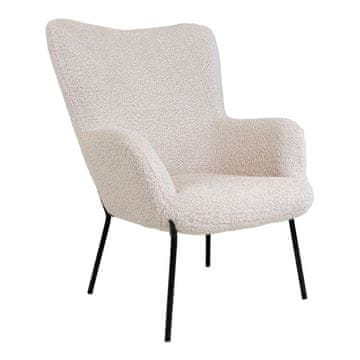 House Nordic Fotelj, Glasgow, bela, 100% poliester
