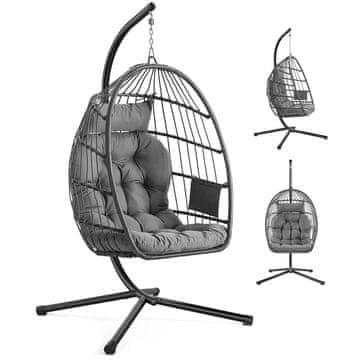 Songmics Viseči stol z nosilcem 98x103x195 cm siva