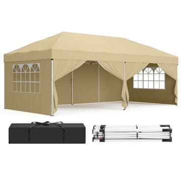 Songmics Zložljiv paviljon Gazebo 6x3x2.6 m bež