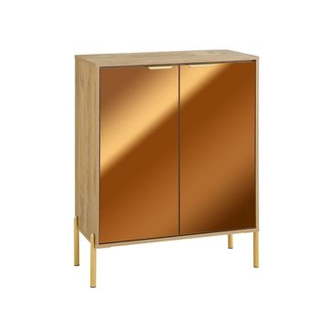 SoBuy Vitrina, 83x38x100 cm, steklo in kovina, zlata ogledalna vrata