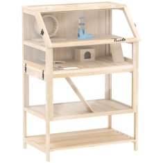Homestar Kletka za hrčke 3 nadstropja 80x53x117 cm naravno leseno