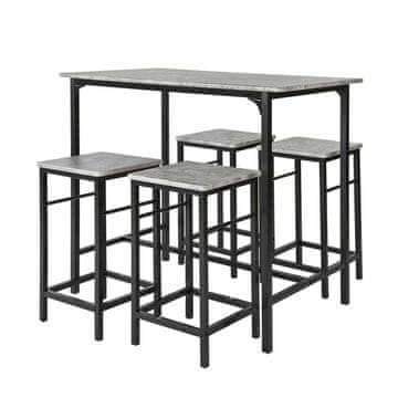 SoBuy Barska miza s kompletom, 4 stolčki, 100x60x87 cm