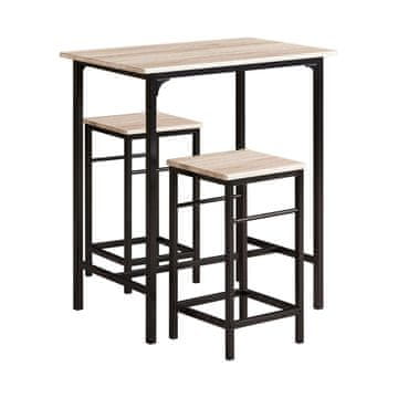 SoBuy Barska miza s kompletom, 80x50x87 cm, naravna, s shrambo