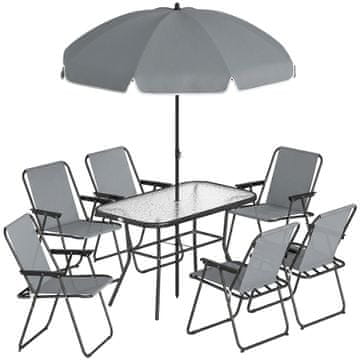 Homestar Vrtni garnitura Miza 119x68x70 cm 6 zložljivih stolov Siva