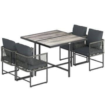 Homestar Vrtni garnitura 5-delna Miza s 4 stoli 108x108x72,5 cm Siva