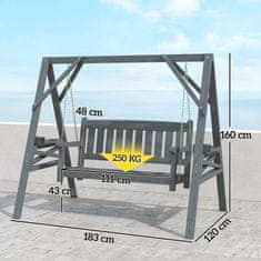 Homestar Vrtna gugalnica klop za 2 osebi 183x120x160 cm siva