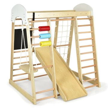 Costway Leseni plezalni igralni komplet 8-v-1 s toboganom in risalno tablo