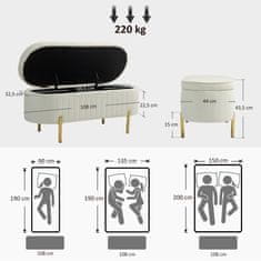 Homestar Shranjevalna klop 108x44x43,5 cm kremno bela