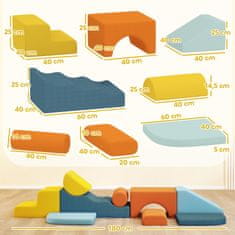 Homestar Set mehkih gradnikov 9 kosov 140x80x25 cm večbarvno